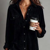 Sienna Soft Corduroy Button-Down Midi Dress