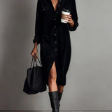 Isla Noir™ | Vintage Corduroy Midi Dress