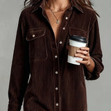 Sienna Soft Corduroy Button-Down Midi Dress