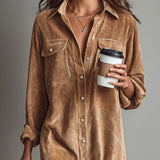 Sienna Soft Corduroy Button-Down Midi Dress