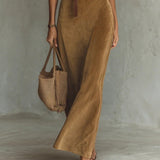 Solaire Suede™ | Elegant Vintage Maxi Shirt Dress