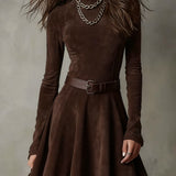 Aubrielle Suede Flare Mini Dress