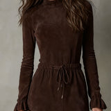 Isla | Suede Drawstring Maxi Dress