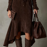 Isla | Suede Drawstring Maxi Dress