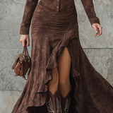 Sable Western Ruffle Hem Maxi Dress