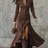 Sable Western Ruffle Hem Maxi Dress