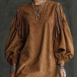 Aurelia Fringe™ | Vintage Suede Mini Dress