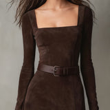 Aurelia Sculpted Square-Neck Slit Maxi Dress