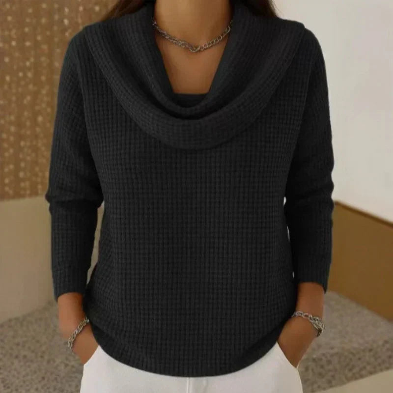 Marjorie | Cowl Collar Waffle-Knit Jumper