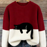 Bonnie™ — Cat Print Oversized Sweater