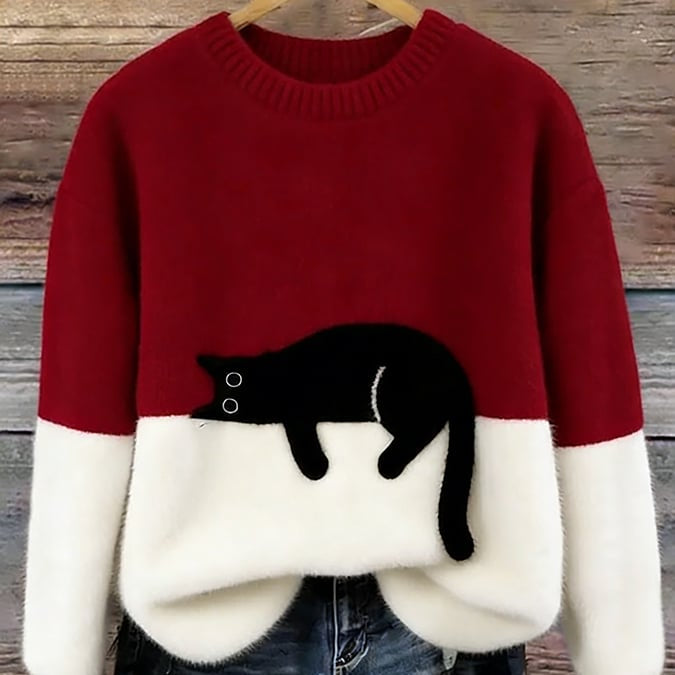 Bonnie™ — Cat Print Oversized Sweater