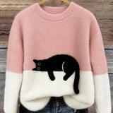 Bonnie™ — Cat Print Oversized Sweater