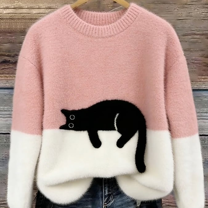 Bonnie™ — Cat Print Oversized Sweater
