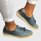 Iris | Perforated Suede Tassel Loafers