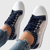 Elsie | Lace-Panel Denim Trainers