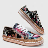 Daphne | Floral Embroidered Platform Trainers