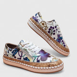 Daphne | Floral Embroidered Platform Trainers
