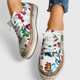 Daphne | Floral Embroidered Platform Trainers
