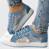Elsie | Lace-Panel Denim Trainers