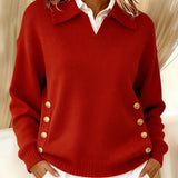 Margot | Collared Button-Trim Jumper