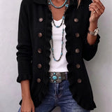 Camille | Jet Black Ribbed Knit Ruffle Jacket
