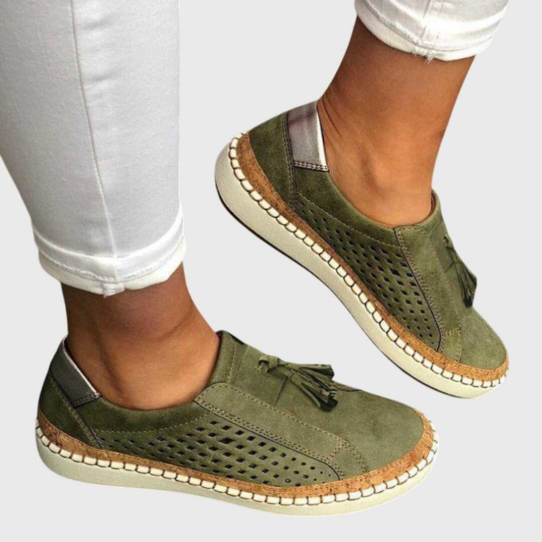 Iris | Perforated Suede Tassel Loafers