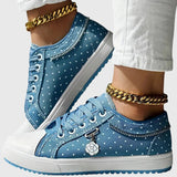 Elsie | Lace-Panel Denim Trainers
