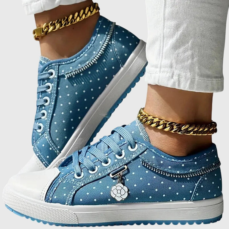 Elsie | Lace-Panel Denim Trainers