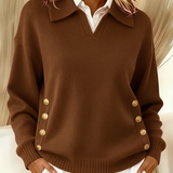 Margot | Collared Button-Trim Jumper