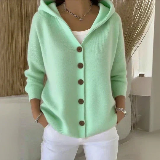 Clara | Button-Front Knitted Hoodie