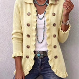 Lillian | Buttercream Ribbed Knit Ruffle Jacket