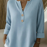 Estelle | Waffle-Knit Henley Tops