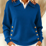 Margot | Collared Button-Trim Jumper