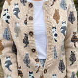 Mabel | Cat Print Knit Cardigan