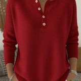 Olive | Button-Neck Ribbed-Trim Jumper