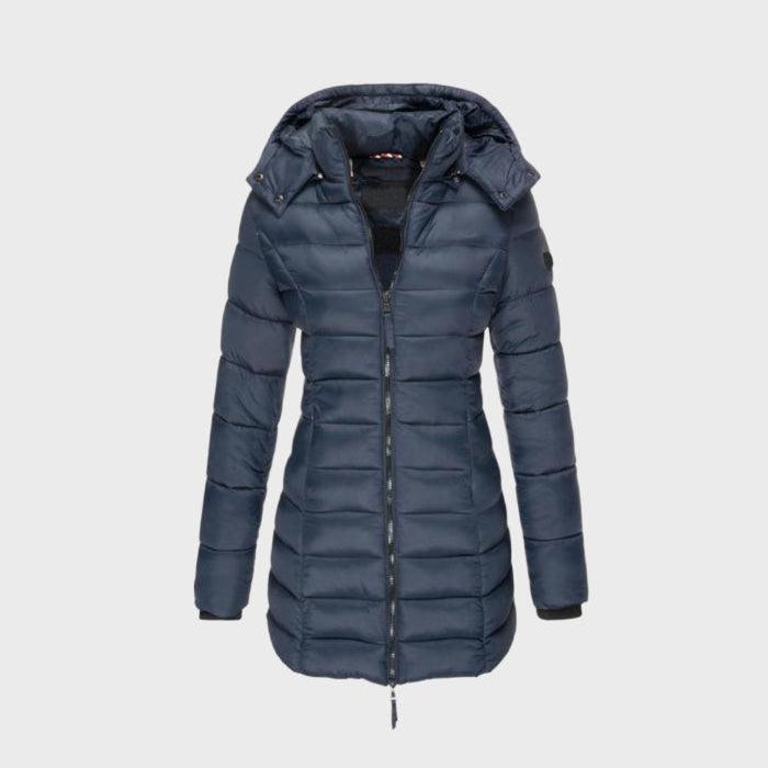 Hazel | Quilted Hooded Longline Coat