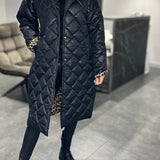 Kendall | Elegant, figure-flattering winter coat – Warm without bulk, with leopard lining