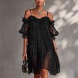 Lorena | Black Muslin Mini Dress