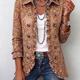 Vyclara | Vintage Bohemian Floral Print Ruffled Jacket