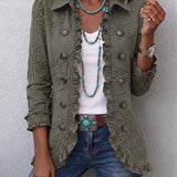 Kamberly | Boho-Chic Floral Embroidered Utility Ruffled Trim Jacket