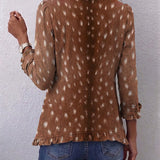 Nolinda | Bohemian Animal-Print Ruffled Jacket