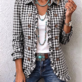 Charlene | Gingham Ruffled Button-Down Jacket