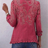 Anouk | Vintage Paisley Print Ruffled Jacket