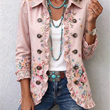 Bettany | Floral Ruffle Button-Front Jacket