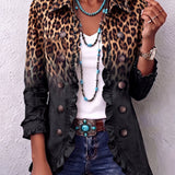 Sabina | Leopard Ombre Ruffle Blazer Jacket