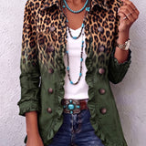 Rowena | Leopard Ombre Ruffle Blazer Jacket