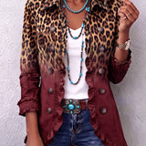 Talia | Leopard Ombre Ruffle Blazer Jacket
