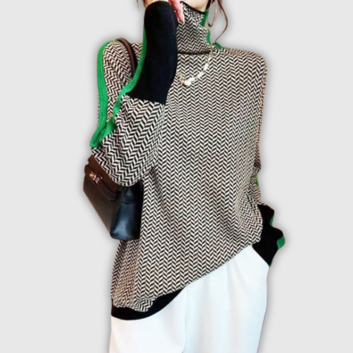 Agnes | Herringbone Roll Neck Jumper