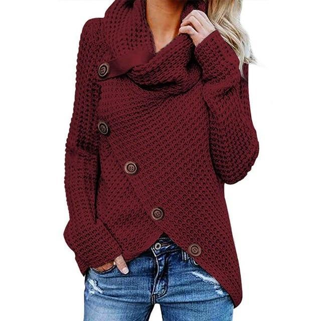 Mabel | Asymmetric Waffle-Knit Wrap Jumper