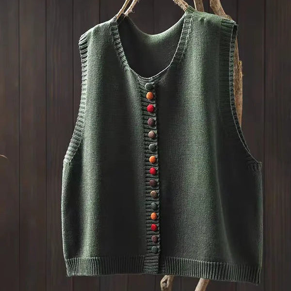 Raquel – Sleeveless Button Up Knit Cardigan